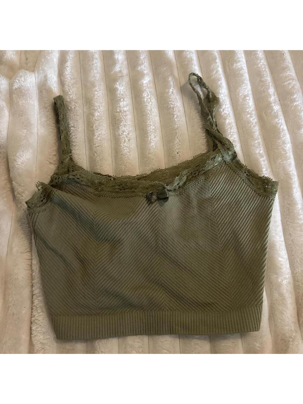 Out From Under Women's Green and Khaki Vests-tanks-cami